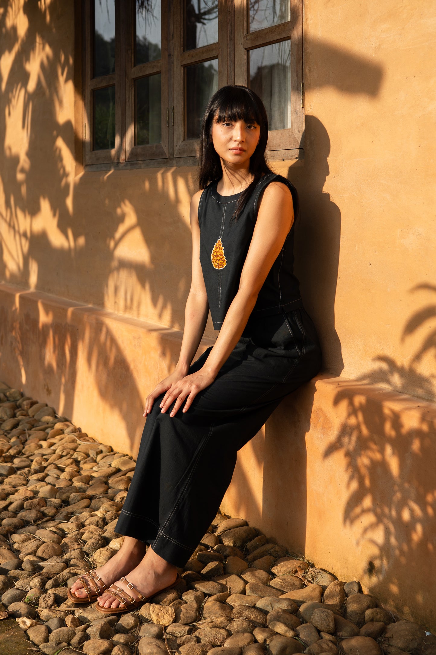 Pinecone Black Crop Top