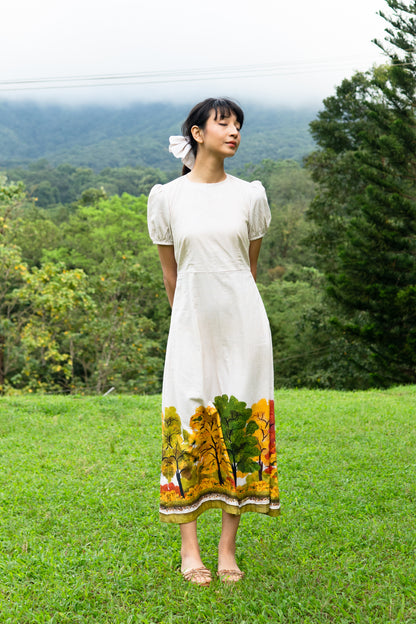 Golden Season Puff Sleeve Dress