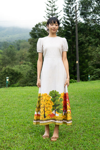 Golden Season Puff Sleeve Dress