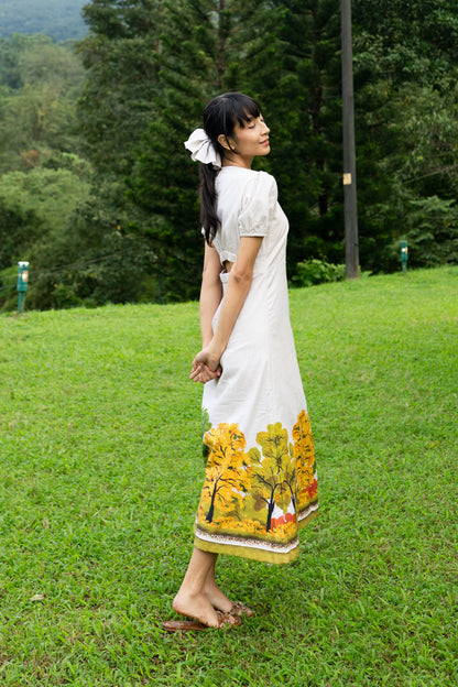 Golden Season Puff Sleeve Dress
