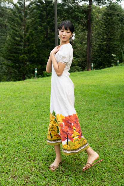 Golden Season Puff Sleeve Dress