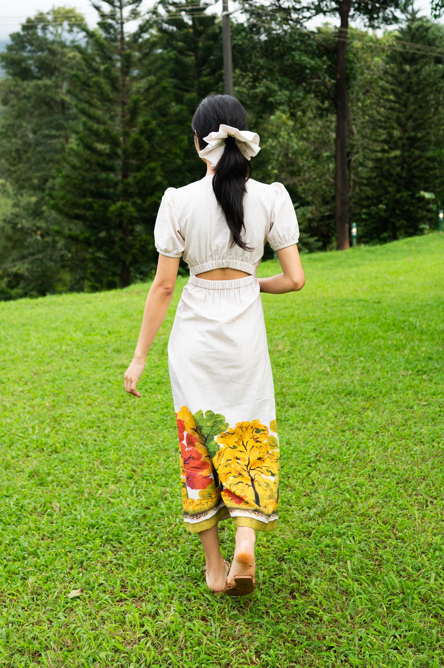 Golden Season Puff Sleeve Dress