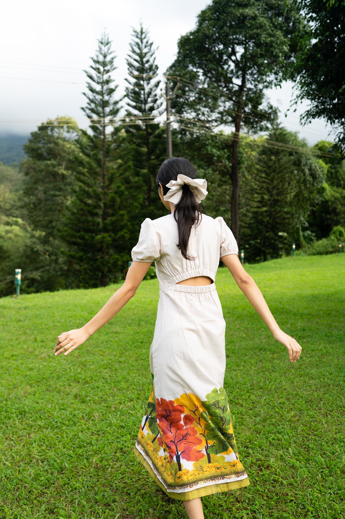 Golden Season Puff Sleeve Dress