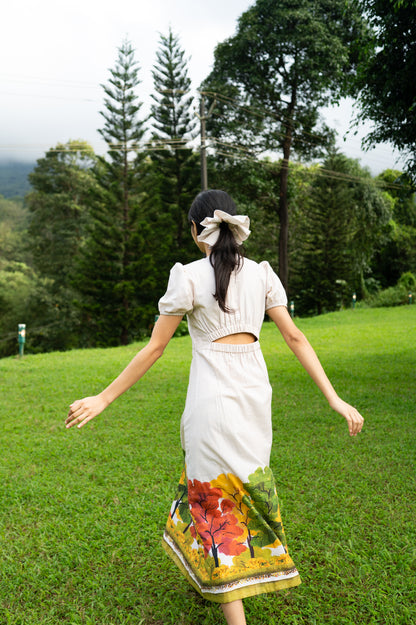 Golden Season Puff Sleeve Dress