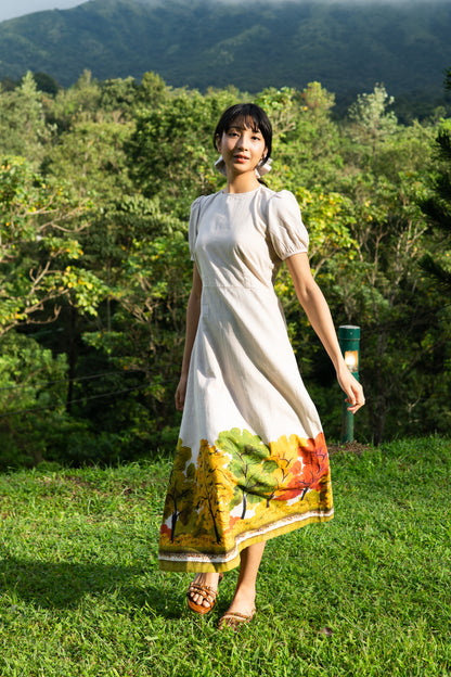 Golden Season Puff Sleeve Dress