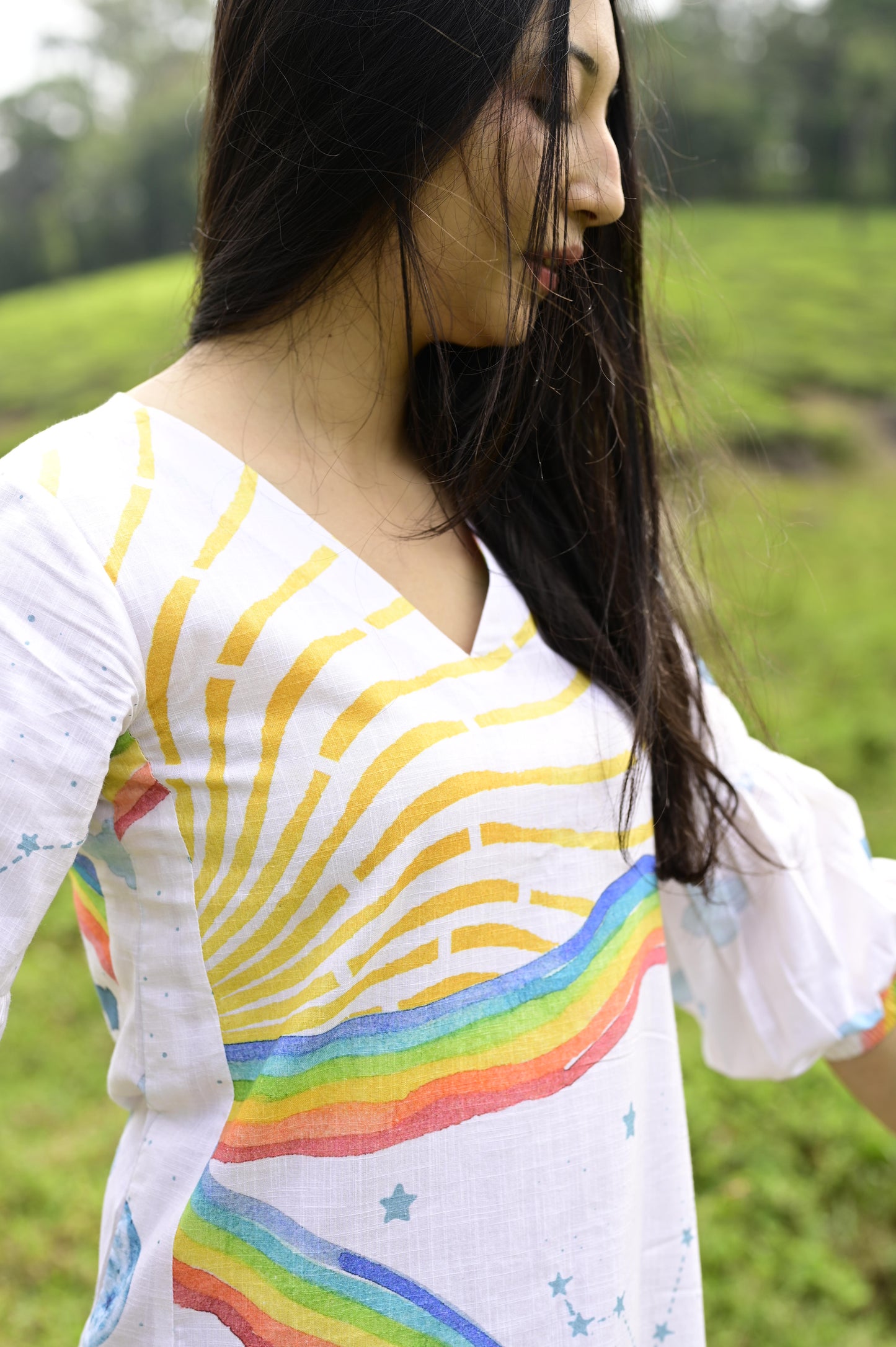 Rainbow Gathered Dress