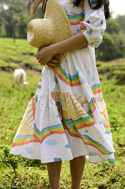 Rainbow Gathered Dress