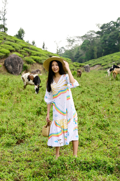 Rainbow Gathered Dress